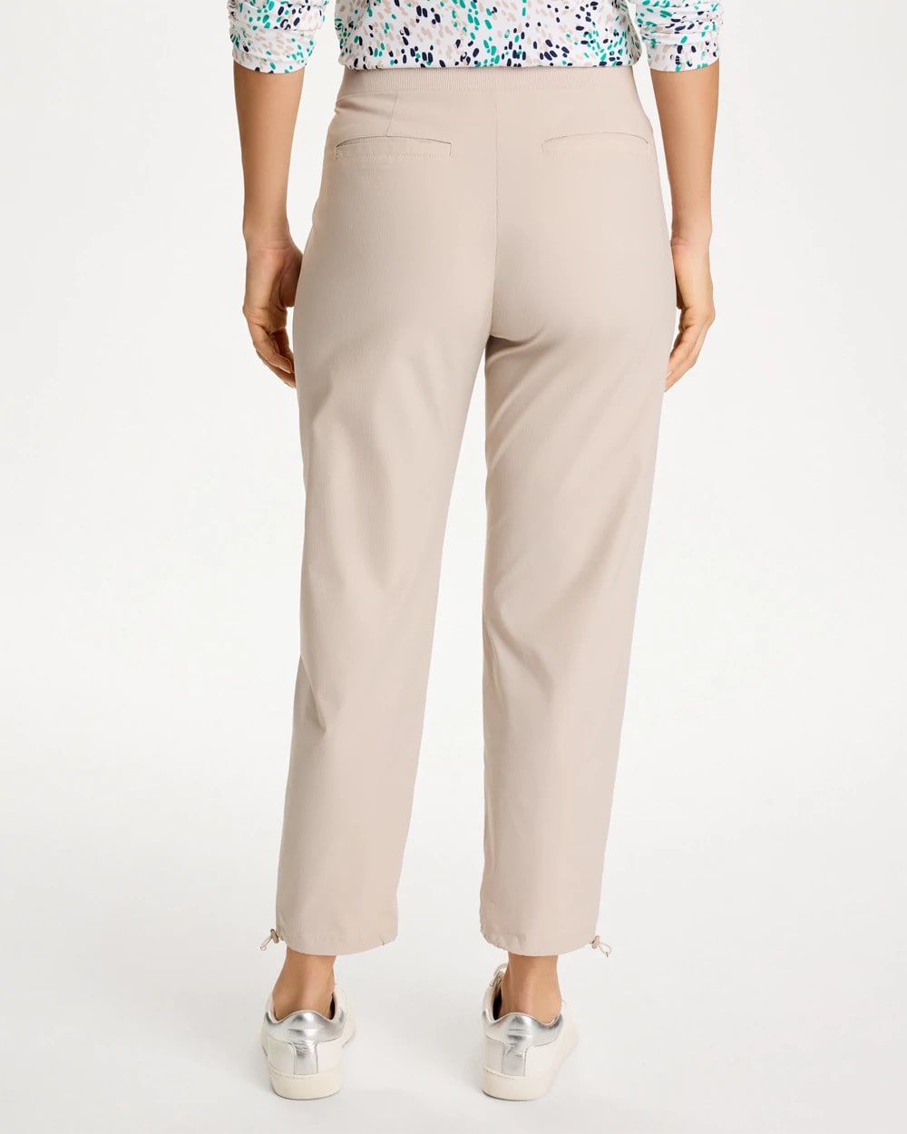 Chico's Zenergy® Striped UPF Bungee Crop Pants Smokey Taupe