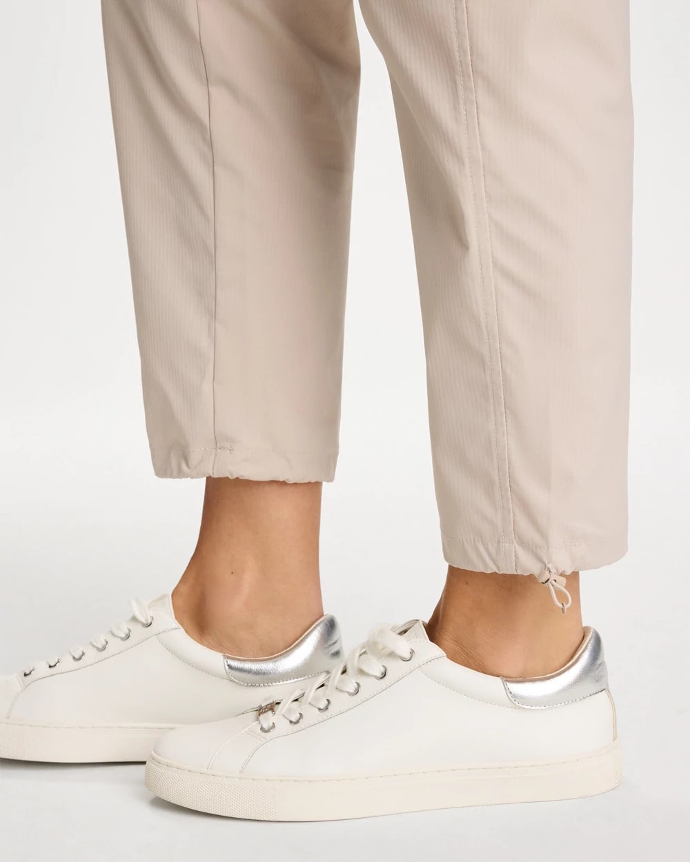 Chico's Zenergy® Striped UPF Bungee Crop Pants Smokey Taupe