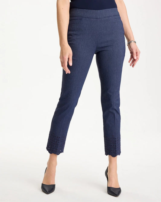 Chico's Brigitte™ Slim Embroidered Pull-On Crop Pant Indigo