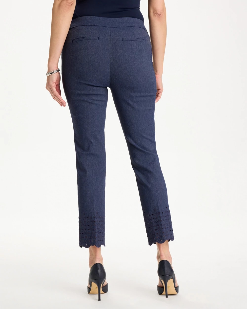 Chico's Brigitte™ Slim Embroidered Pull-On Crop Pant Indigo