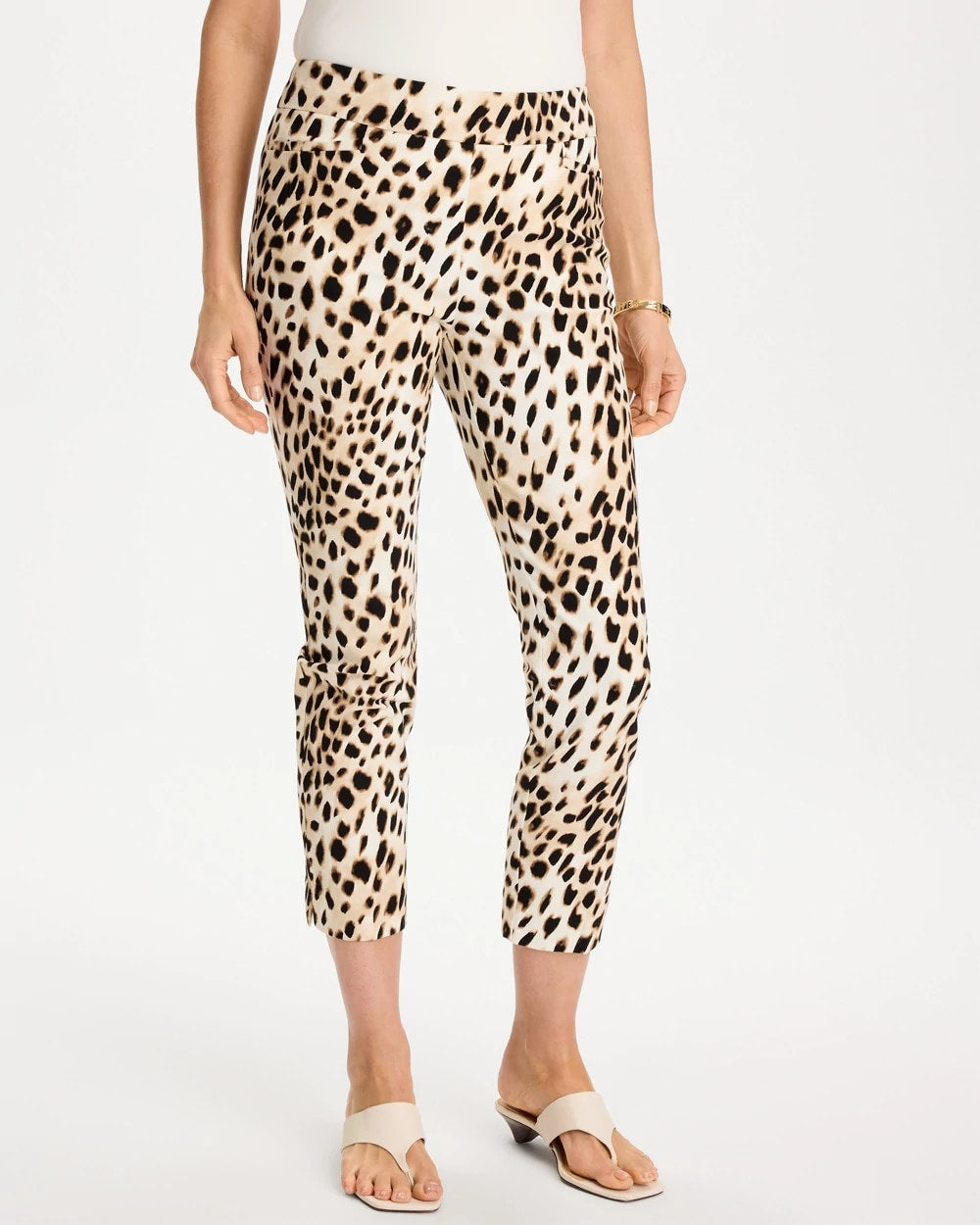 Chico's Animal Print Brigitte™ Slim Pull-On Crop Pant Black