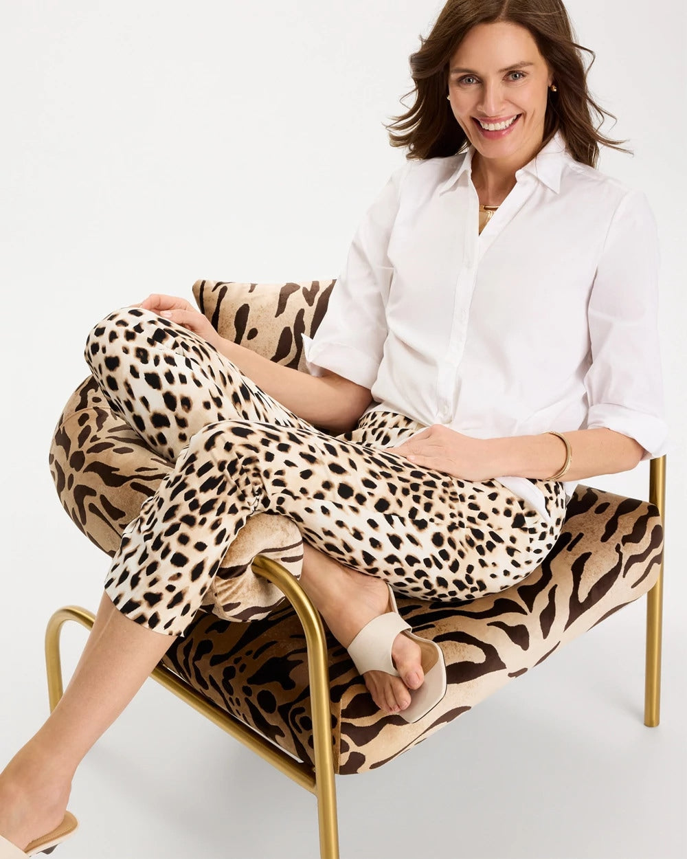 Chico's Animal Print Brigitte™ Slim Pull-On Crop Pant Black
