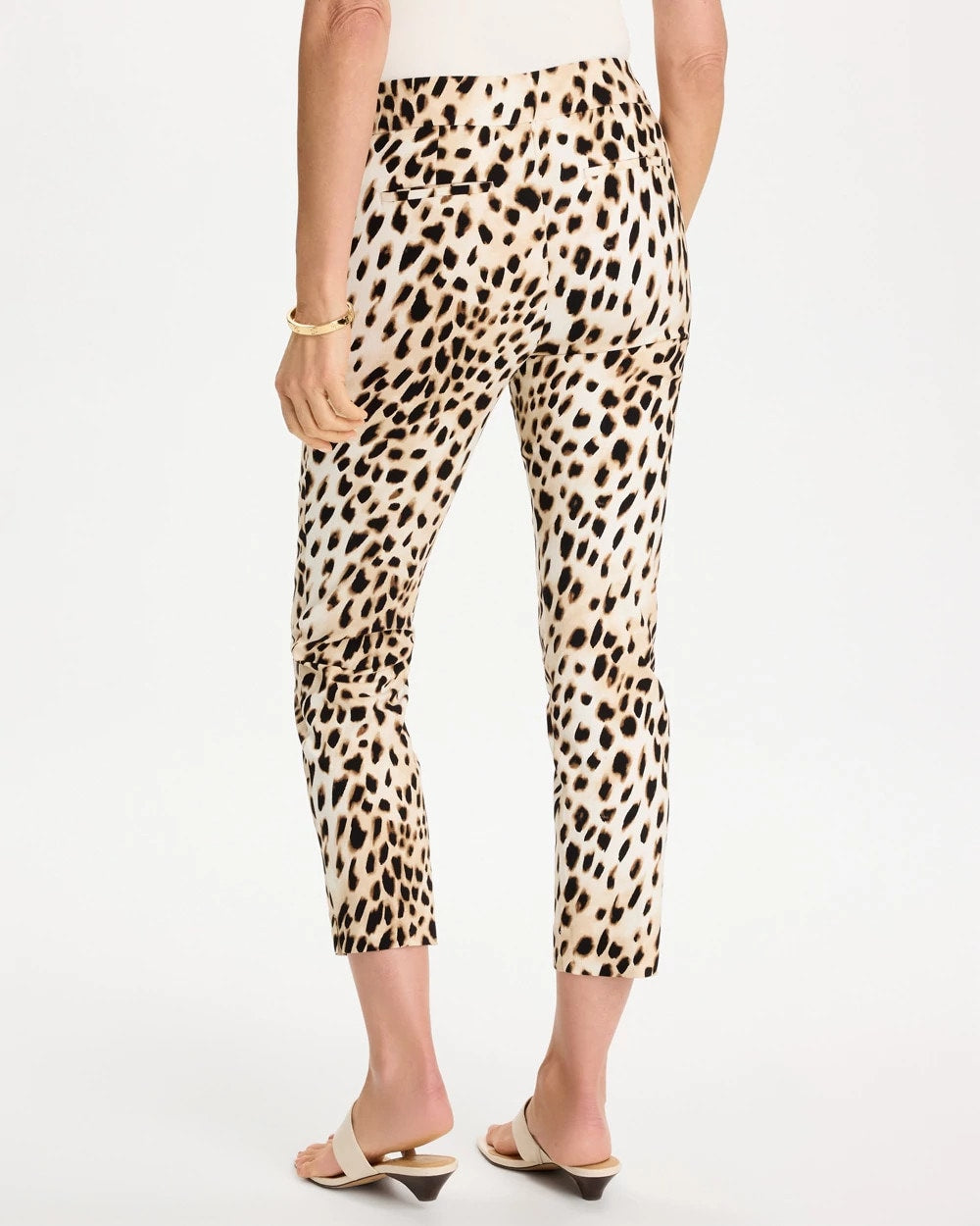Chico's Animal Print Brigitte™ Slim Pull-On Crop Pant Black