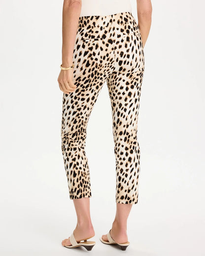 Chico's Animal Print Brigitte™ Slim Pull-On Crop Pant Black