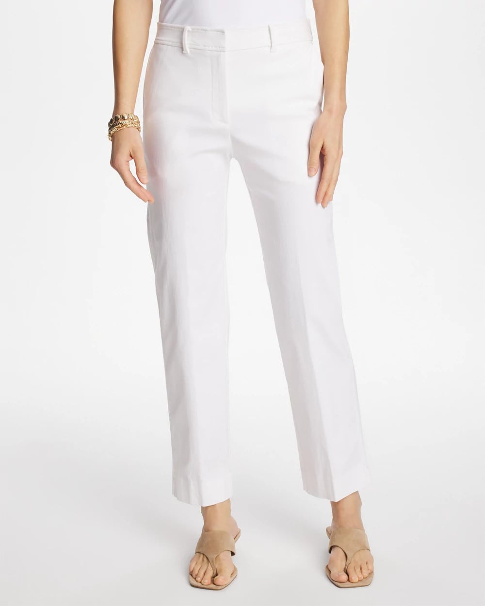 Chico's Emme Fly Front Straight Crop Pants Alabaster