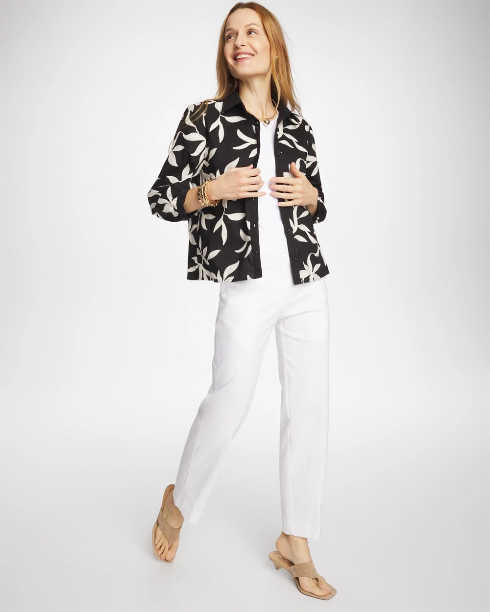 Chico's Emme Fly Front Straight Crop Pants Alabaster