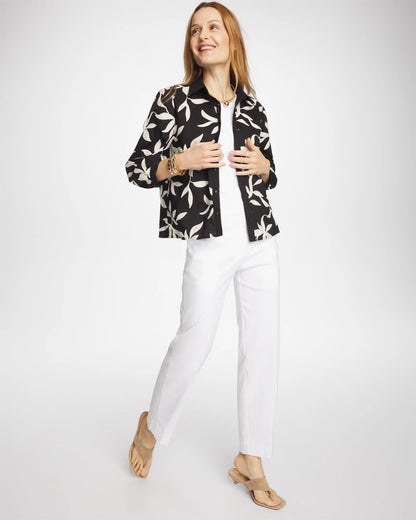 Chico's Emme Fly Front Straight Crop Pants Alabaster