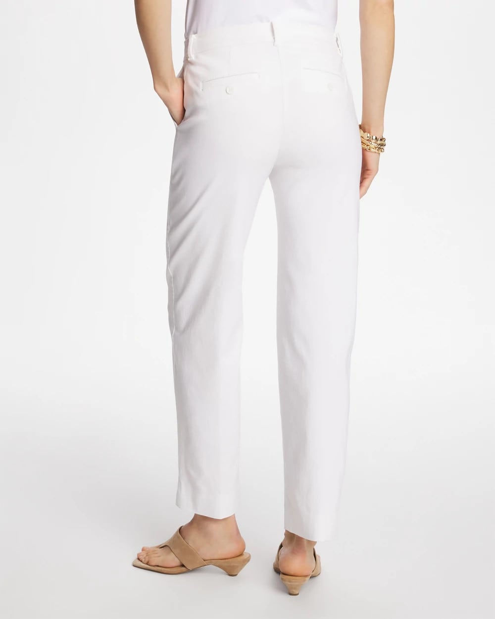 Chico's Emme Fly Front Straight Crop Pants Alabaster