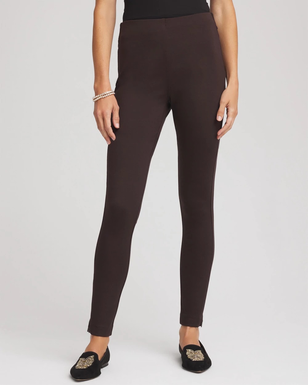 Chico's Juliet Slim Zip-Ankle Leggings Cocoa Bean
