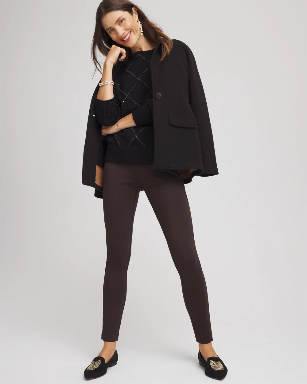 Chico's Juliet Slim Zip-Ankle Leggings Cocoa Bean