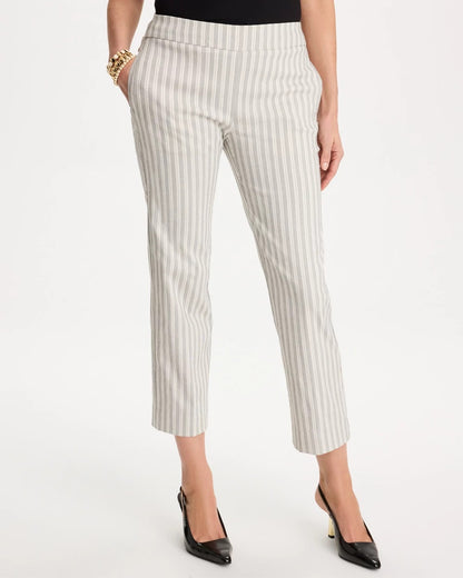 Chico's Striped Straight Crop Pant Black