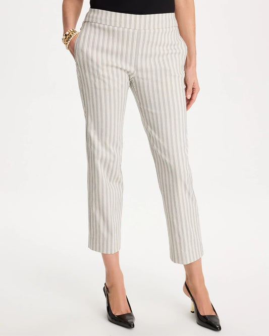 Chico's Striped Straight Crop Pant Black