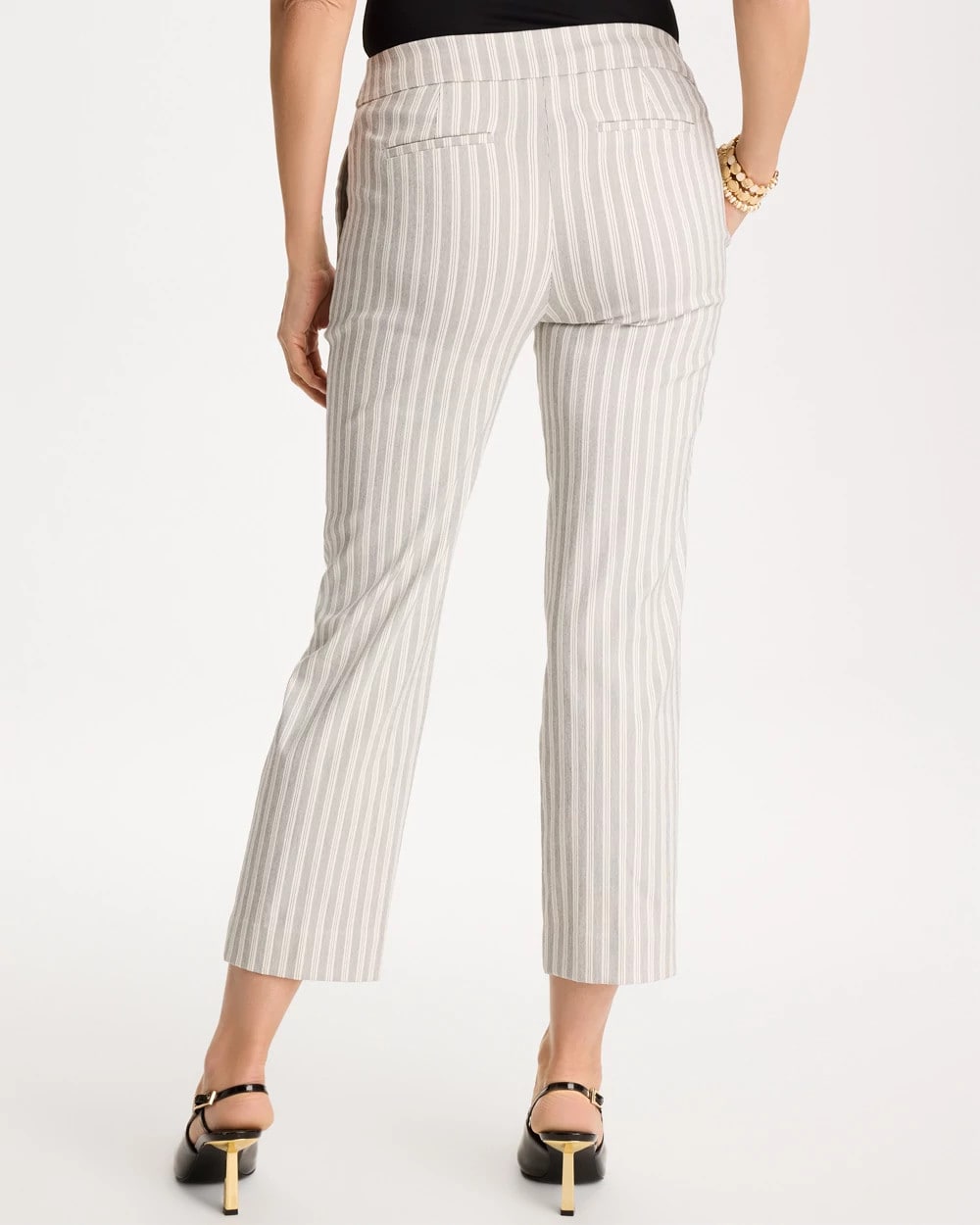 Chico's Striped Straight Crop Pant Black