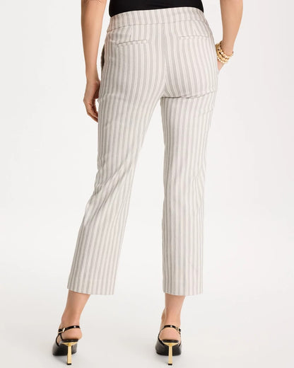 Chico's Striped Straight Crop Pant Black