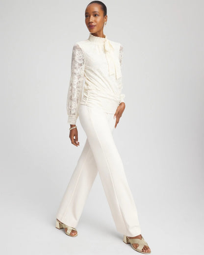Chico's Juliet Wide Full Length Pant English Cream