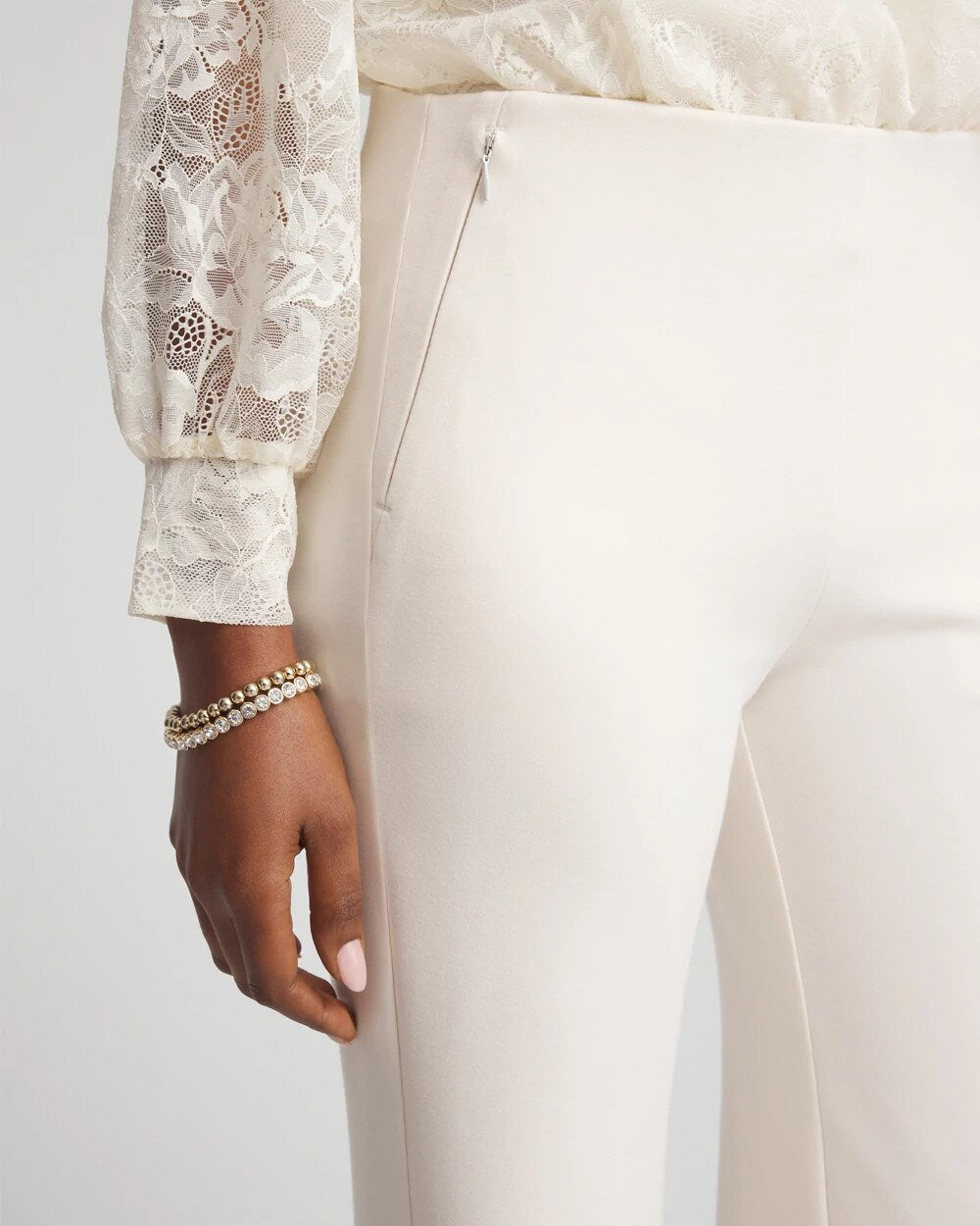 Chico's Juliet Wide Full Length Pant English Cream