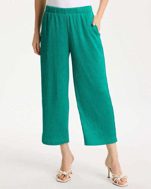 Chico's Petite Travelers™ Crinkle Textured Crop Pants Topanga Green