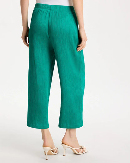 Chico's Petite Travelers™ Crinkle Textured Crop Pants Topanga Green
