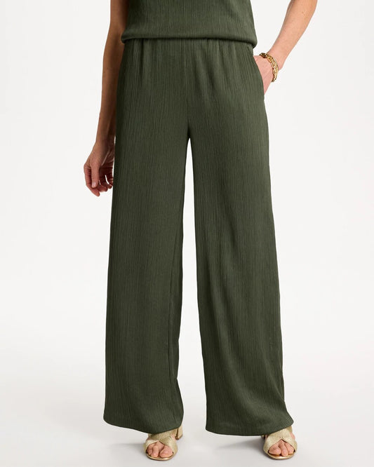 Chico's Petite Travelers™ Crinkle Textured Pants Kelp Forest
