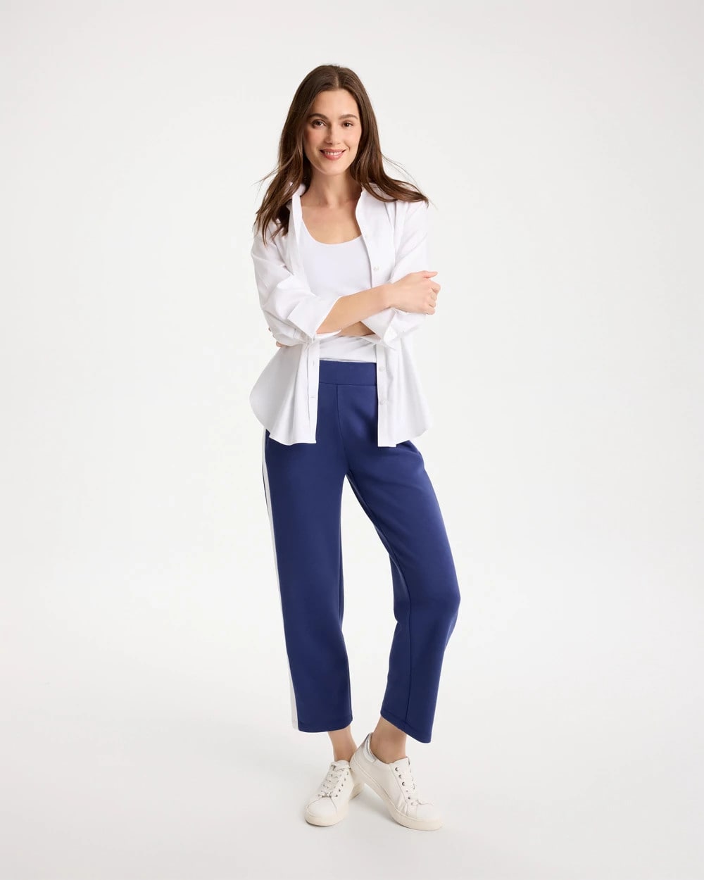 Chico's Zenergy® Soft Contrast Crop Pants Starlit Navy