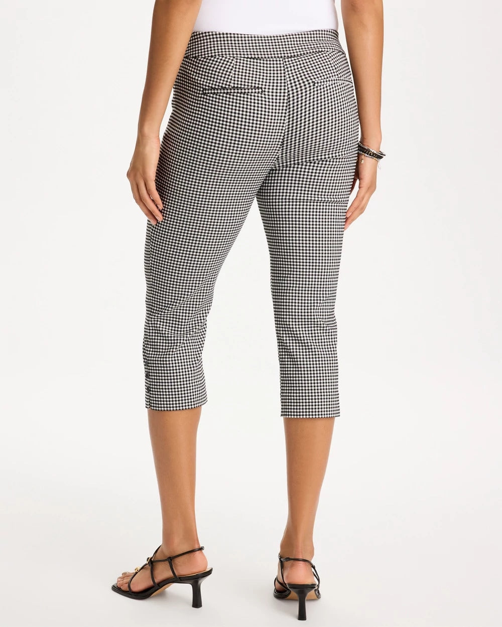Chico's Brigitte™ Slim Gingham Pull-On Capri Pant Black