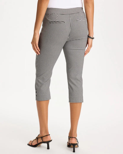 Chico's Brigitte™ Slim Gingham Pull-On Capri Pant Black