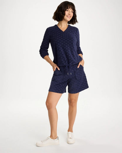 Chico's Zenergy® Terry Cloth Jacquard Shorts Passport Blue
