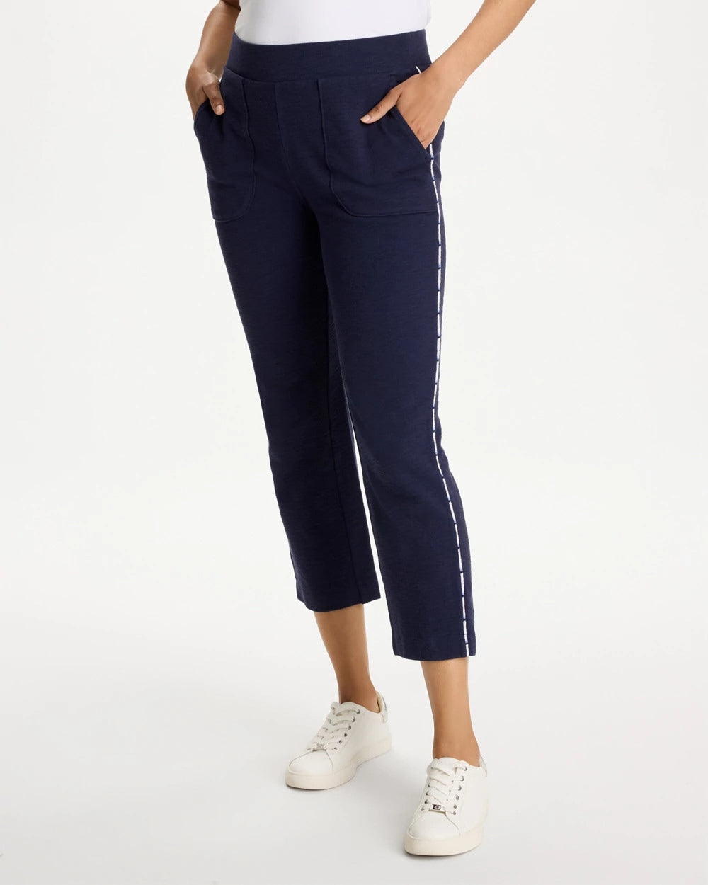 Chico's Zenergy® Jersey Striped Crop Pants Passport Blue