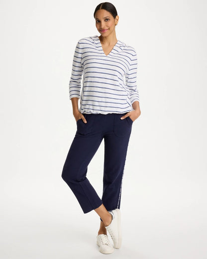 Chico's Zenergy® Jersey Striped Crop Pants Passport Blue