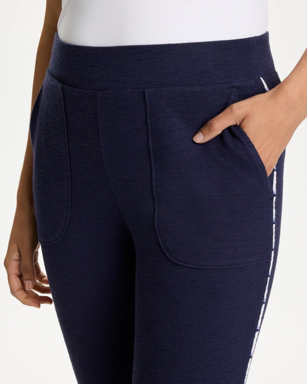 Chico's Zenergy® Jersey Striped Crop Pants Passport Blue
