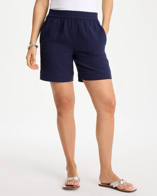 Chico's Gauze Cotton Shorts Passport Blue