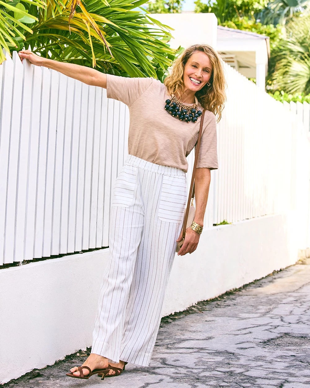 Chico's Pinstriped Linen-Cotton Crop Pant Natural