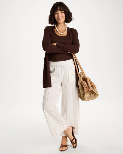 Chico's Pinstriped Linen-Cotton Crop Pant Natural