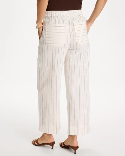 Chico's Pinstriped Linen-Cotton Crop Pant Natural