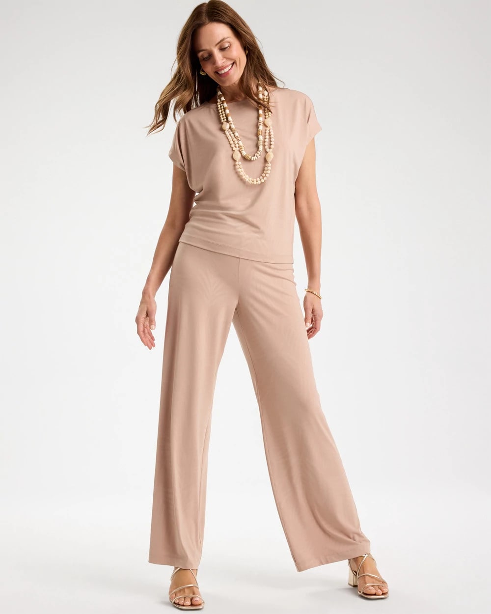 Chico's Travelers™ Palm Embossed Knit Pants Mocha Mousse