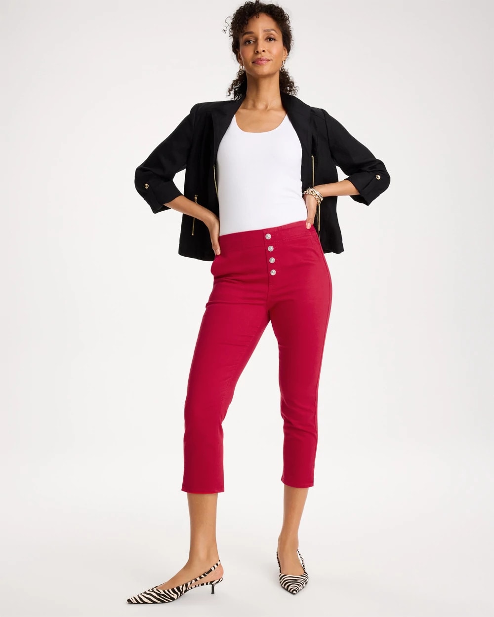 Chico's Pull-On Capri Jeans Cherry Lush