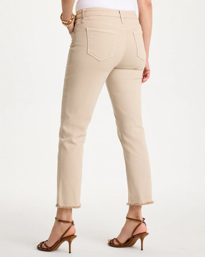 Chico's Girlfriend Slim Frayed Crop Jeans Smokey Taupe