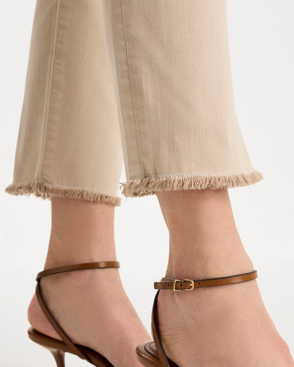Chico's Girlfriend Slim Frayed Crop Jeans Smokey Taupe