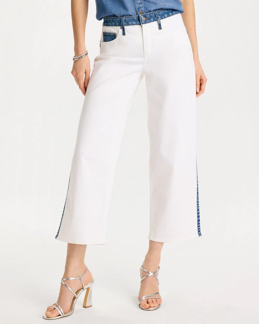 Chico's Girlfriend Straight Colorblock Jeans Alabaster