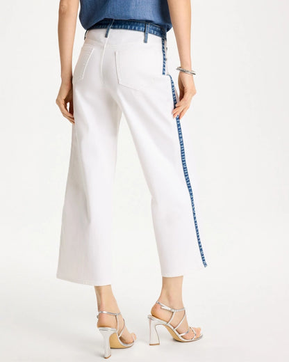 Chico's Girlfriend Straight Colorblock Jeans Alabaster