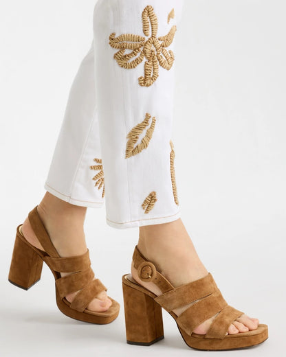 Chico's Girlfriend Slim Raffia Palm Crop Jeans Alabaster