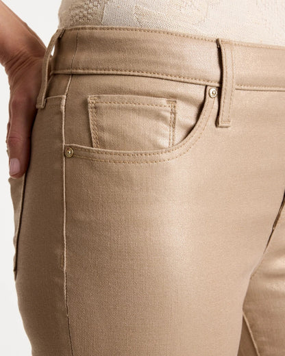 Chico's Girlfriend Slim Coated Crop Jeans Gold Foil Coated