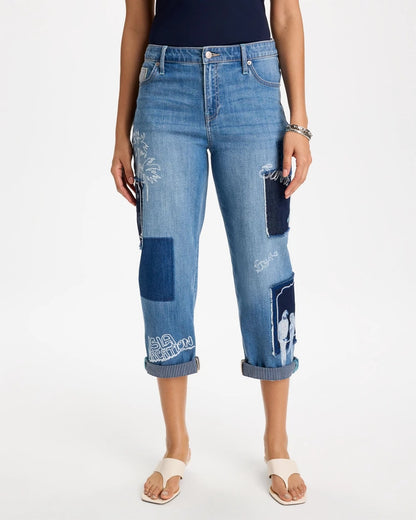 Chico's Relaxed Boyfriend Summer Jean Underwater Indigo