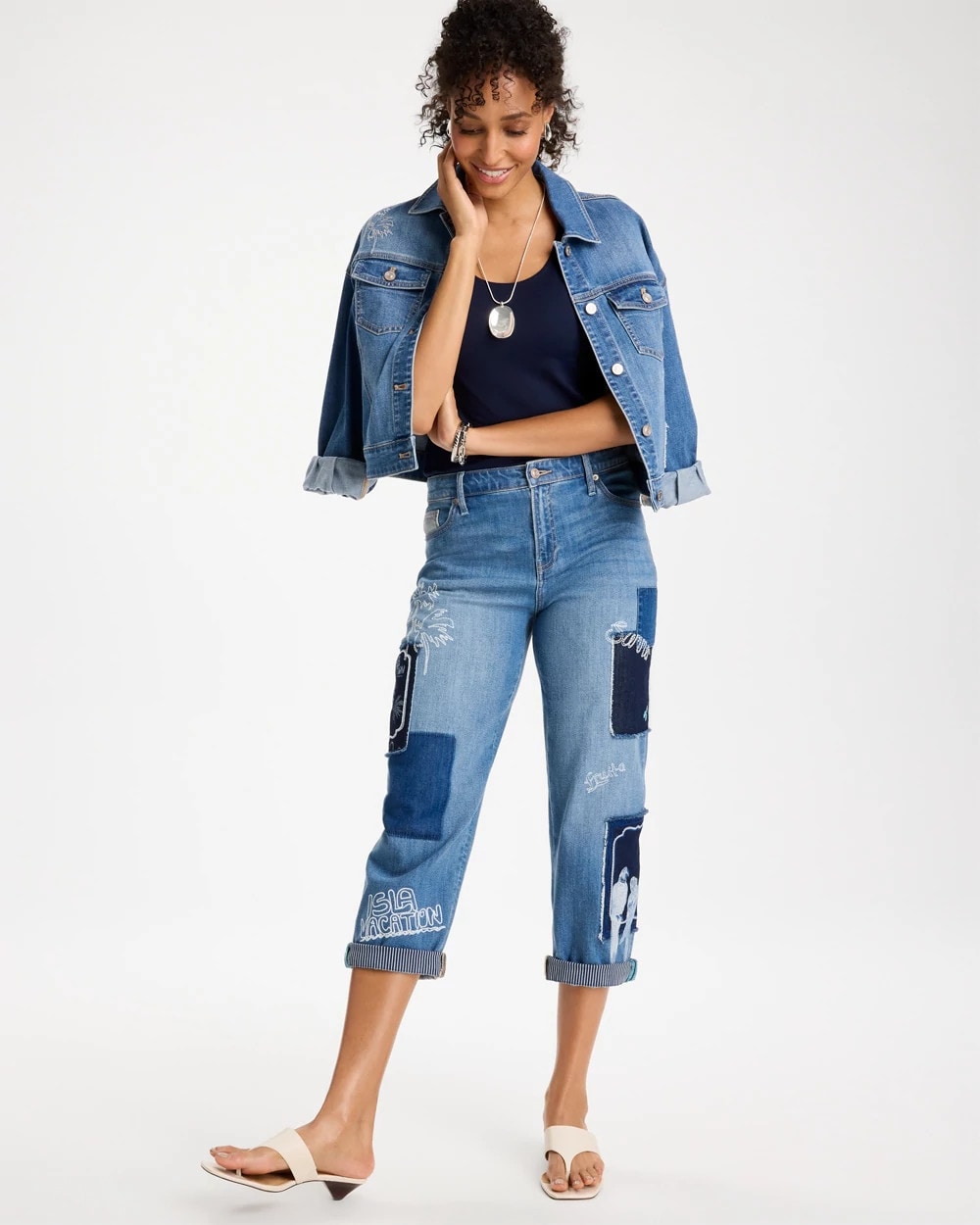 Chico's Relaxed Boyfriend Summer Jean Underwater Indigo