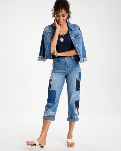 Chico's Relaxed Boyfriend Summer Jean Underwater Indigo