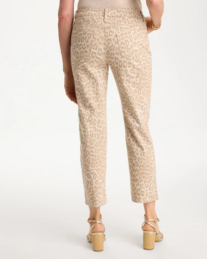 Chico's Animal Print Girlfriend Slim Cropped Jeans Classic Animal