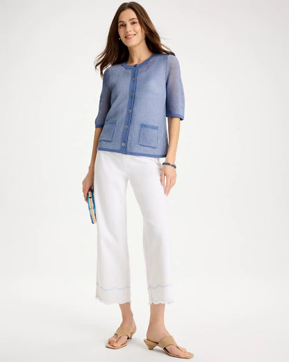 Chico's Pull-On Wide-Leg White Crop Jeans Alabaster
