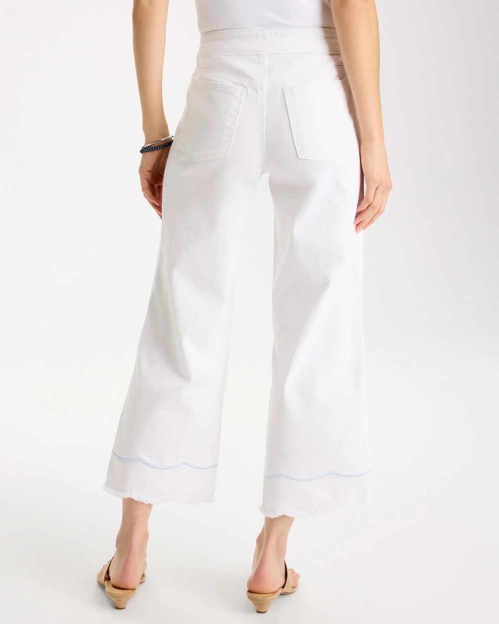 Chico's Pull-On Wide-Leg White Crop Jeans Alabaster