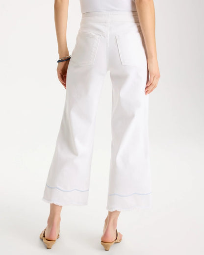 Chico's Pull-On Wide-Leg White Crop Jeans Alabaster