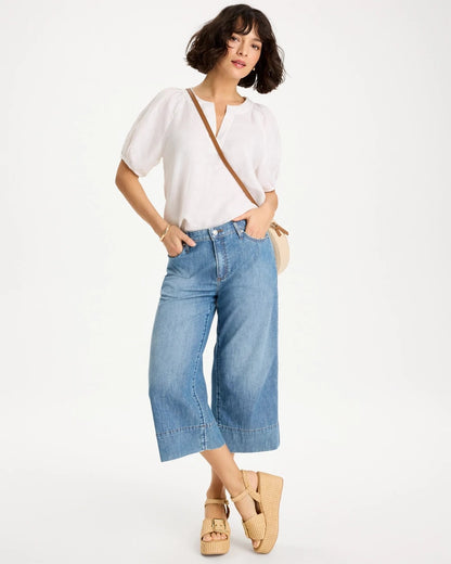 Chico's Lightweight Wide-Leg Capri Jeans Burano Indigo